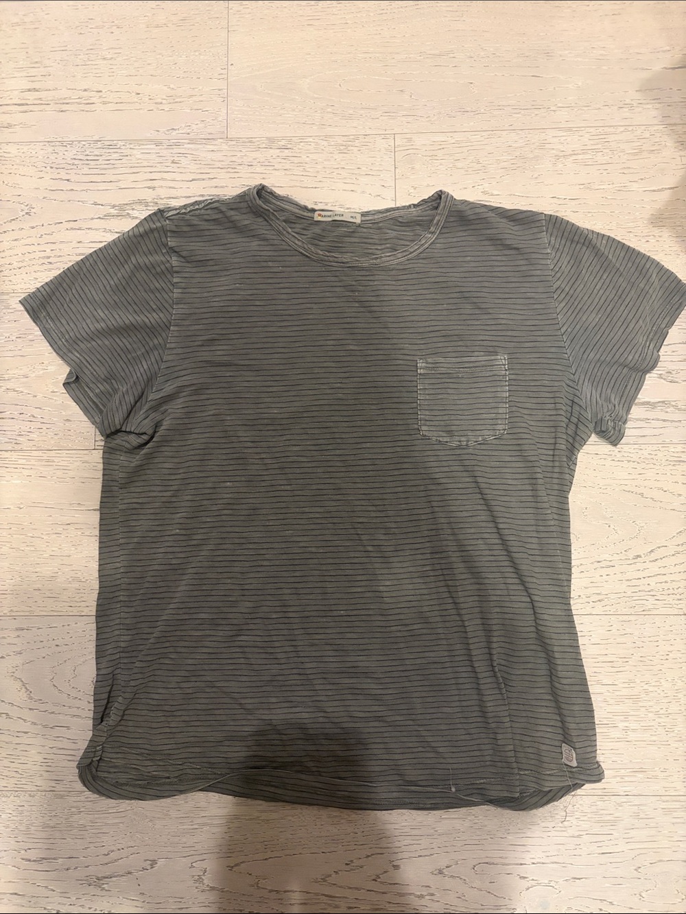 Men's Grey Striped Short Sleeve Pocket Tee